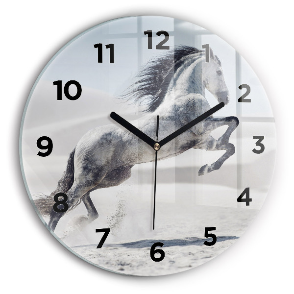 Reloj de pared redondo Caballo blanco al galope