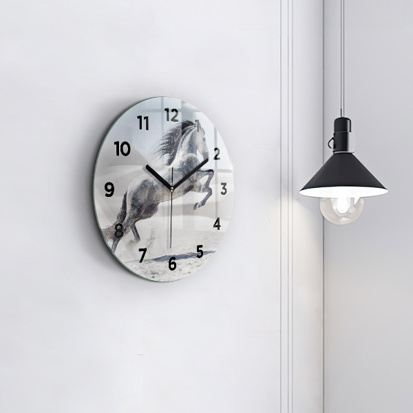 Reloj de pared redondo Caballo blanco al galope