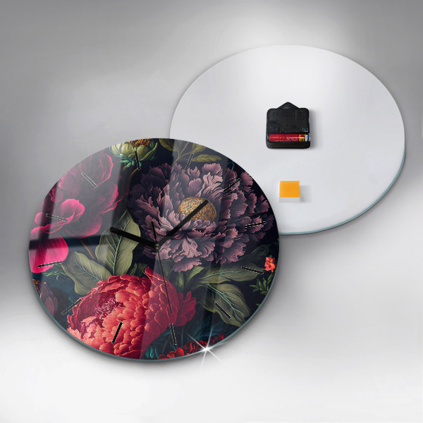 Reloj redondo pared Ramo de flores vintage