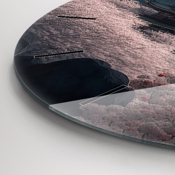 Reloj redondo pared Torre asiática Cerezos en flor