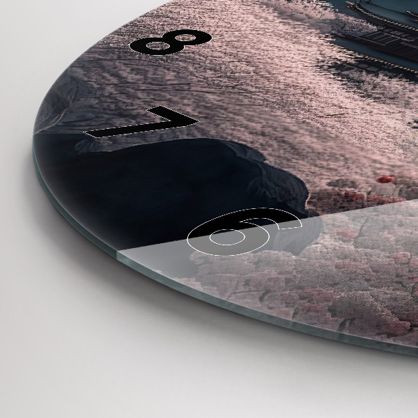 Reloj redondo pared Torre asiática Cerezos en flor