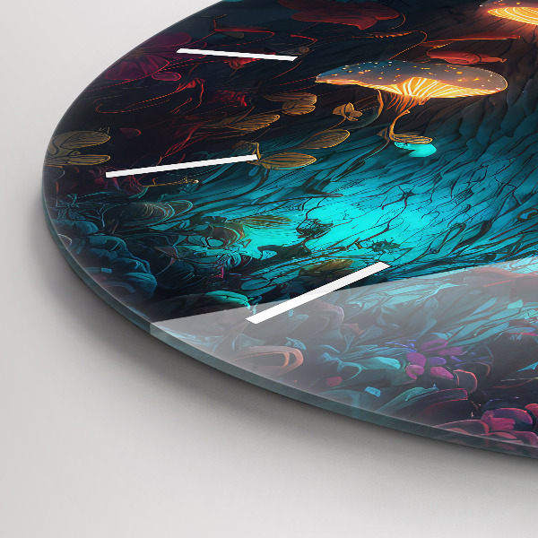 Reloj de pared redondo Bosque y setas mágicas