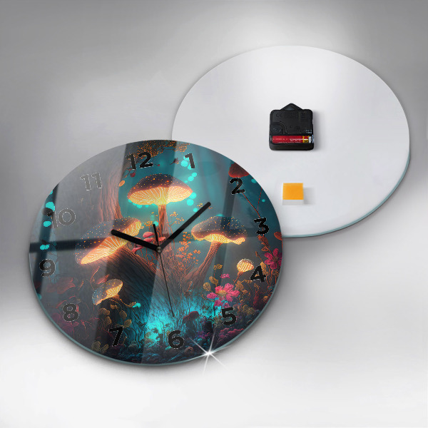Reloj de pared redondo Bosque y setas mágicas