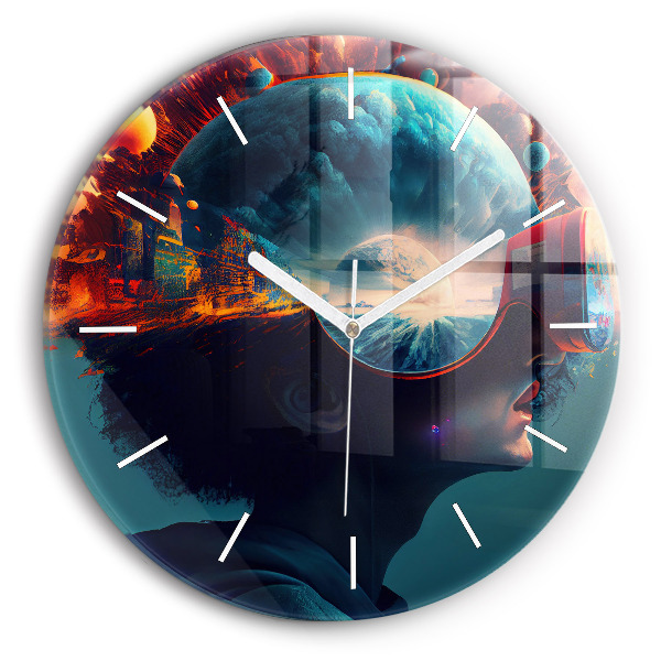 Reloj de pared redondo Mundo virtual futurista