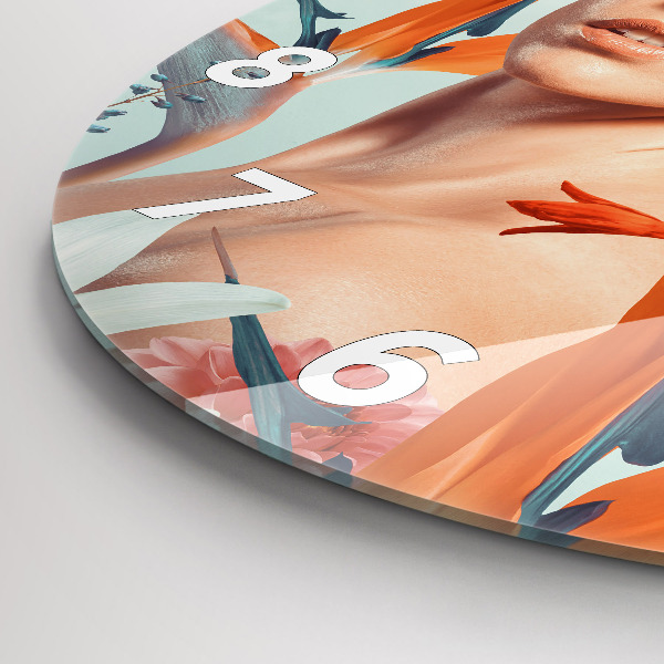 Reloj de pared redondo Mujer con flores