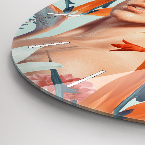 Reloj de pared redondo Mujer con flores