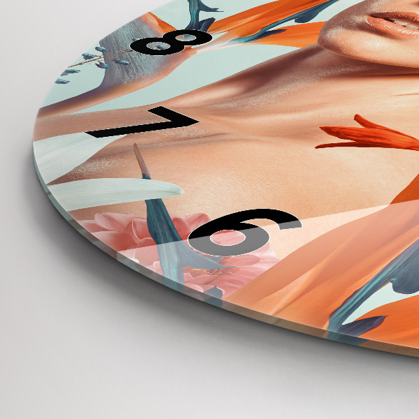 Reloj de pared redondo Mujer con flores