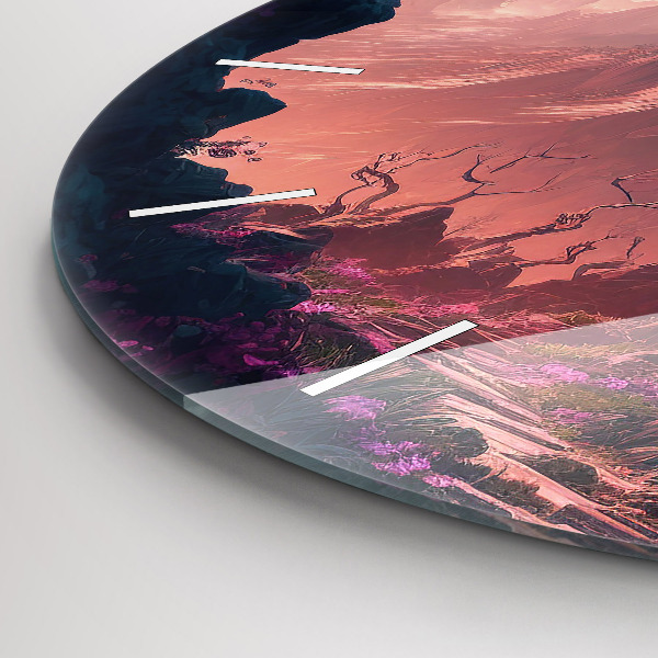 Reloj de cristal redondo Bosque mágico y cordillera