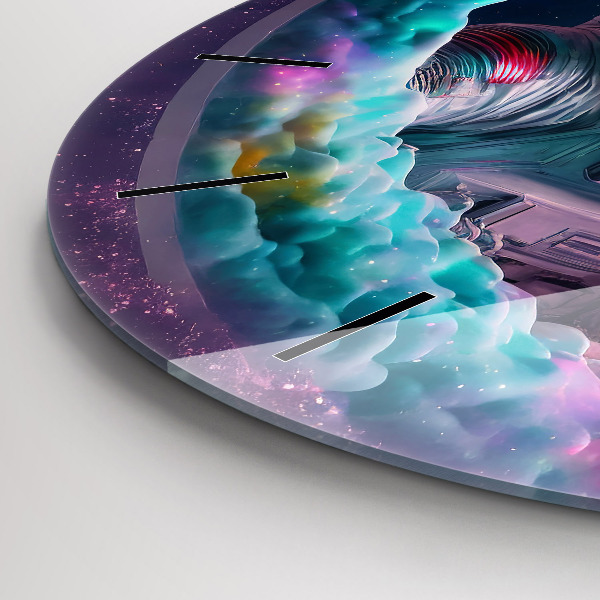 Reloj de pared redondo Cosmonauta nubes de colores