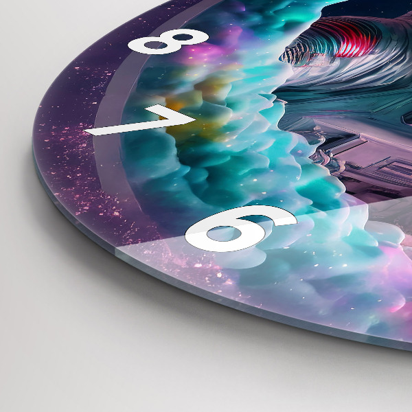 Reloj de pared redondo Cosmonauta nubes de colores