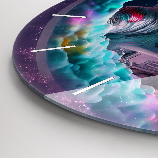 Reloj de pared redondo Cosmonauta nubes de colores