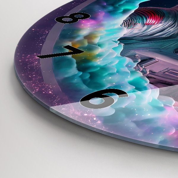 Reloj de pared redondo Cosmonauta nubes de colores