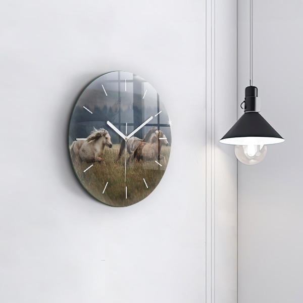 Reloj de pared redondo Caballos al galope