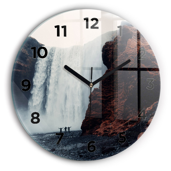 Reloj de pared redondo Cascada Paisaje de Islandia