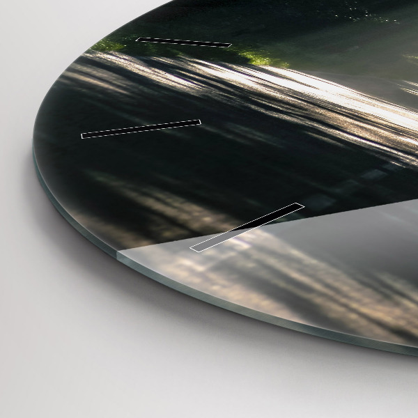 Reloj de pared redondo Carretera forestal y rayas de sol