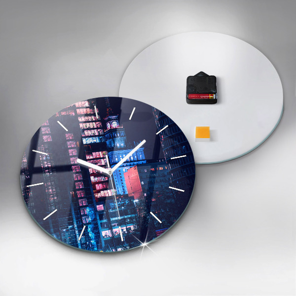 Reloj redondo pared Varsovia de noche
