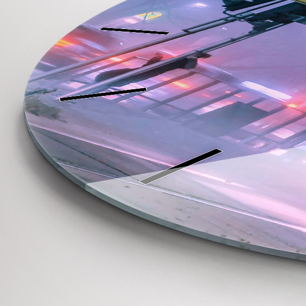 Reloj de cristal redondo Varsovia en la niebla