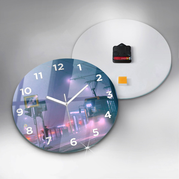 Reloj de cristal redondo Varsovia en la niebla