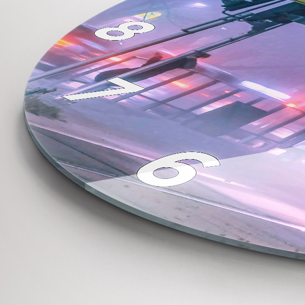 Reloj de cristal redondo Varsovia en la niebla