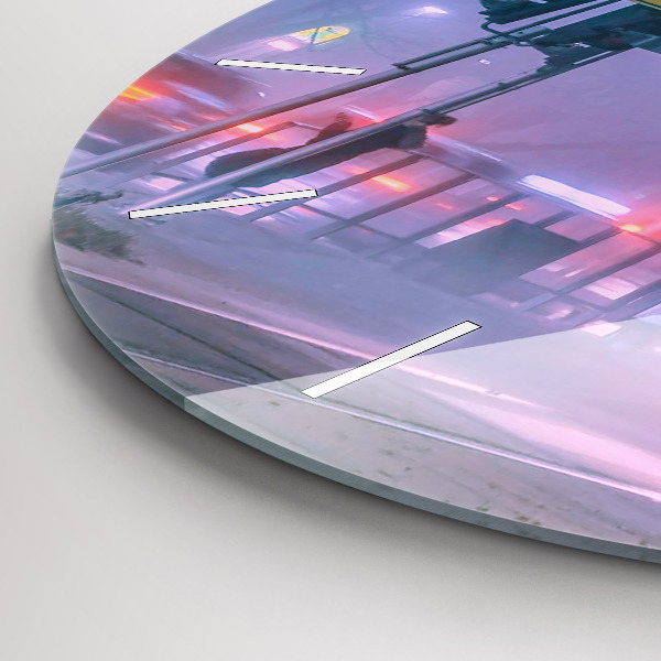 Reloj de cristal redondo Varsovia en la niebla