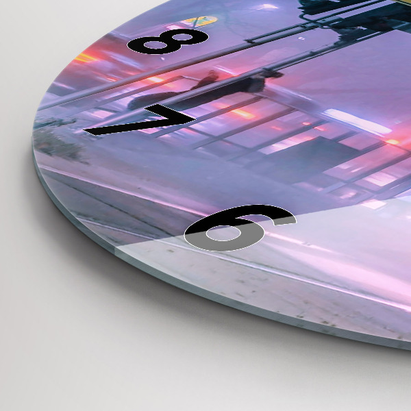 Reloj de cristal redondo Varsovia en la niebla