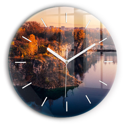 Reloj redondo pared Cracovia Lago Zakrzówek Otoño