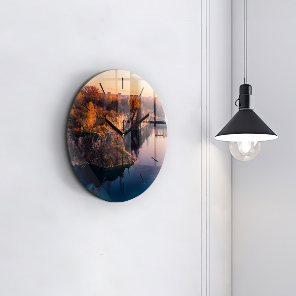 Reloj redondo pared Cracovia Lago Zakrzówek Otoño