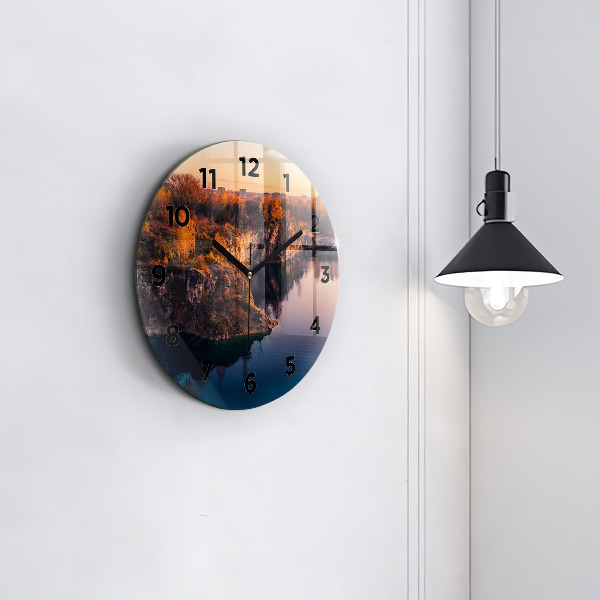 Reloj redondo pared Cracovia Lago Zakrzówek Otoño