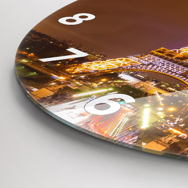 Reloj redondo pared Torre Eiffel iluminada