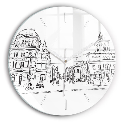 Reloj de cristal redondo Ilustración de la ciudad de Poznan
