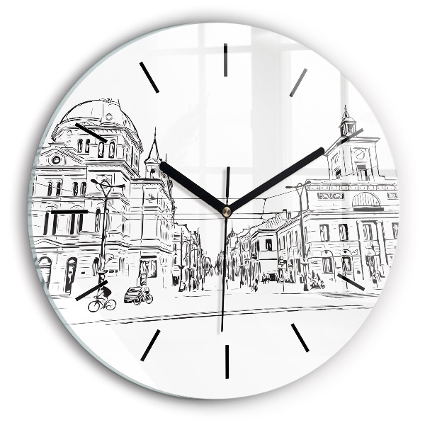 Reloj de cristal redondo Ilustración de la ciudad de Poznan