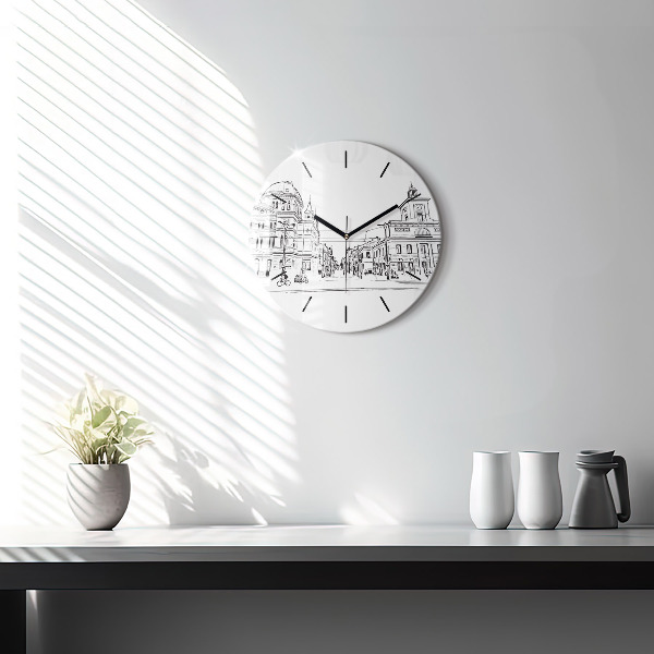 Reloj de cristal redondo Ilustración de la ciudad de Poznan