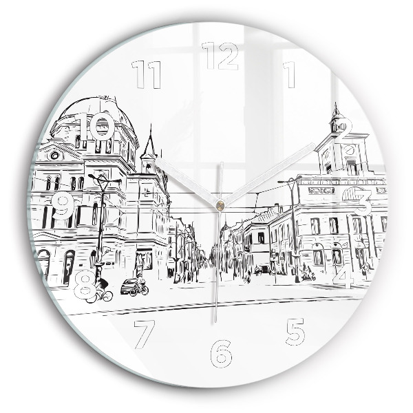 Reloj de cristal redondo Ilustración de la ciudad de Poznan
