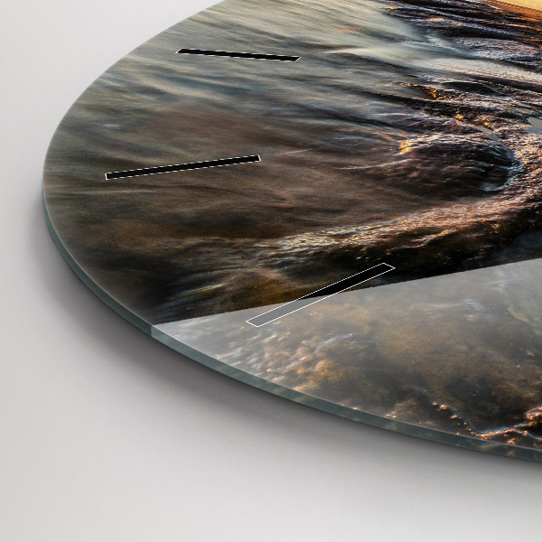 Reloj de cristal redondo Faro y mar Báltico