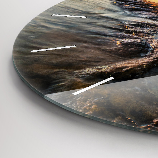 Reloj de cristal redondo Faro y mar Báltico