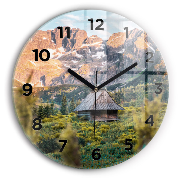 Reloj de cristal redondo Cabaña en los montes Tatra