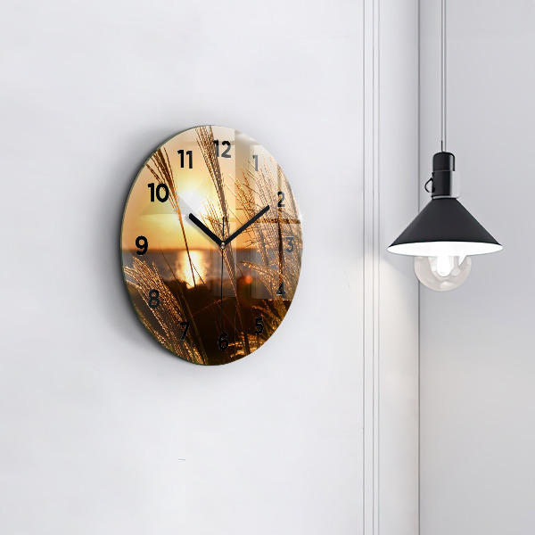 Reloj redondo pared Trigo en la hora dorada