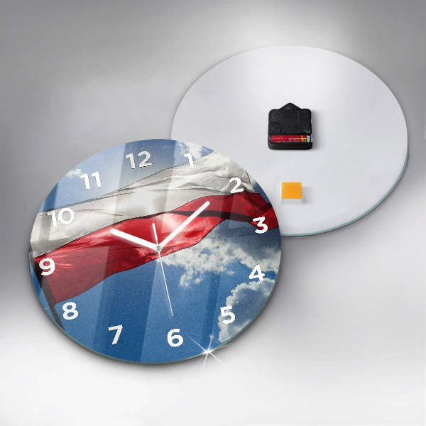 Reloj de pared redondo Bandera polaca contra el cielo