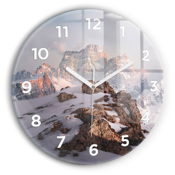 Reloj de pared redondo Montaña cubierta de nieve