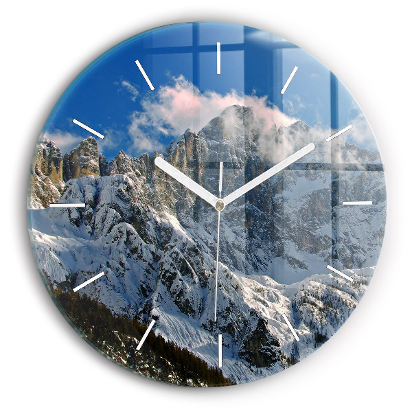 Reloj redondo pared Montañas bajo el cielo azul