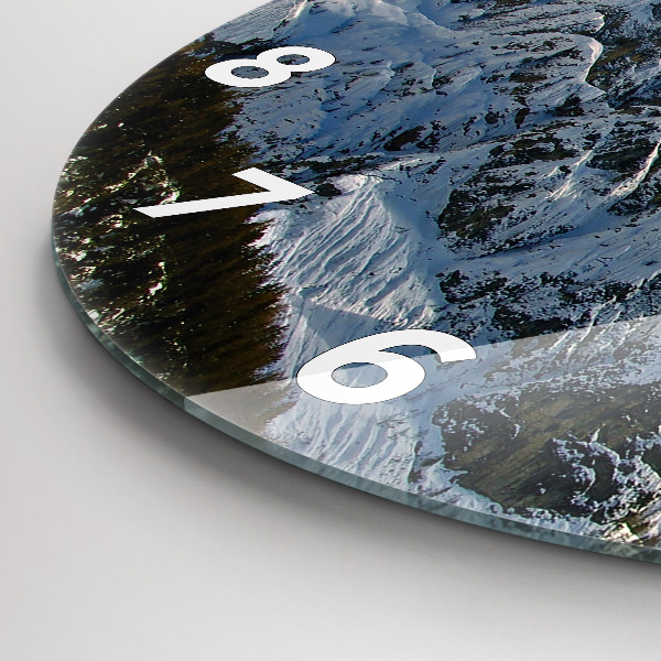 Reloj redondo pared Montañas bajo el cielo azul