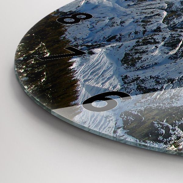 Reloj redondo pared Montañas bajo el cielo azul