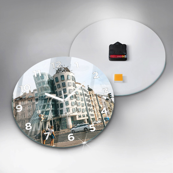 Reloj de cristal redondo Casa danzante Praga