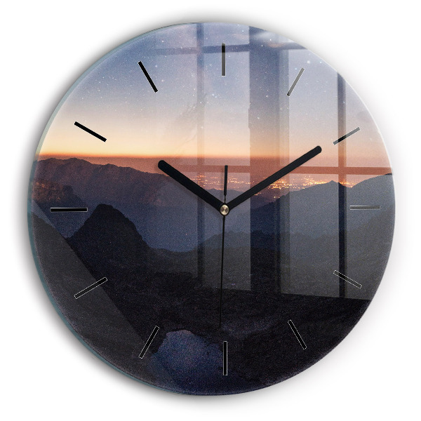 Reloj de pared redondo Montañas al atardecer