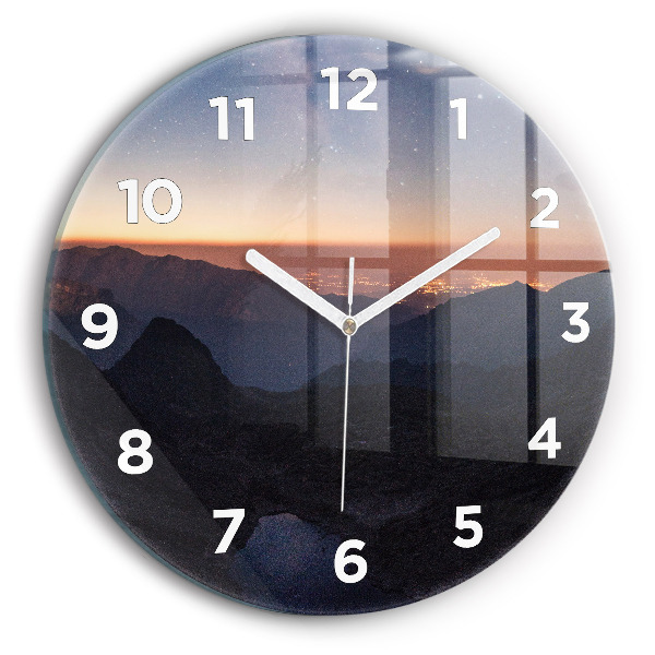 Reloj de pared redondo Montañas al atardecer