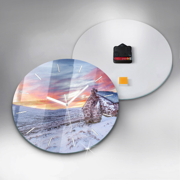 Reloj redondo pared Cabaña en las montañas