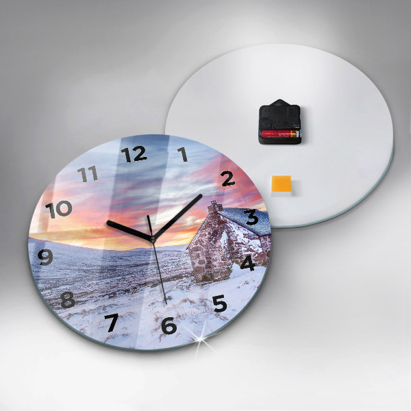 Reloj redondo pared Cabaña en las montañas