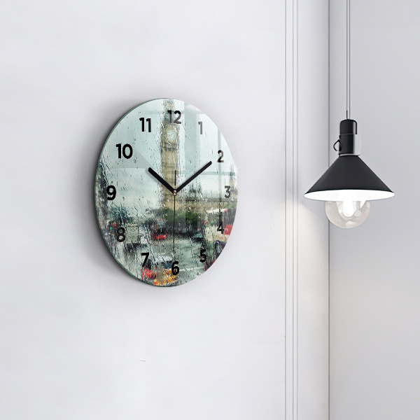 Reloj de pared redondo Londres lluvioso