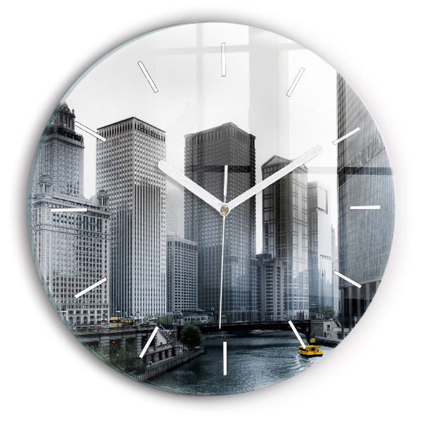 Reloj de pared redondo Barco con vista panorámica de la ciudad