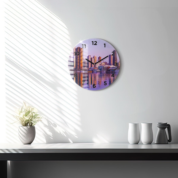 Reloj redondo pared Vista de rascacielos estadounidenses